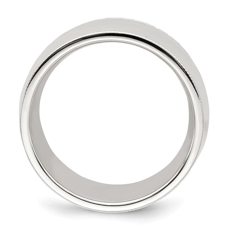 Sterling Silver 10mm Comfort Fit Half Round Milgrain Size 7.5 Band