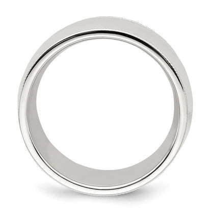 Sterling Silver 10mm Comfort Fit Half Round Milgrain Size 9 Band