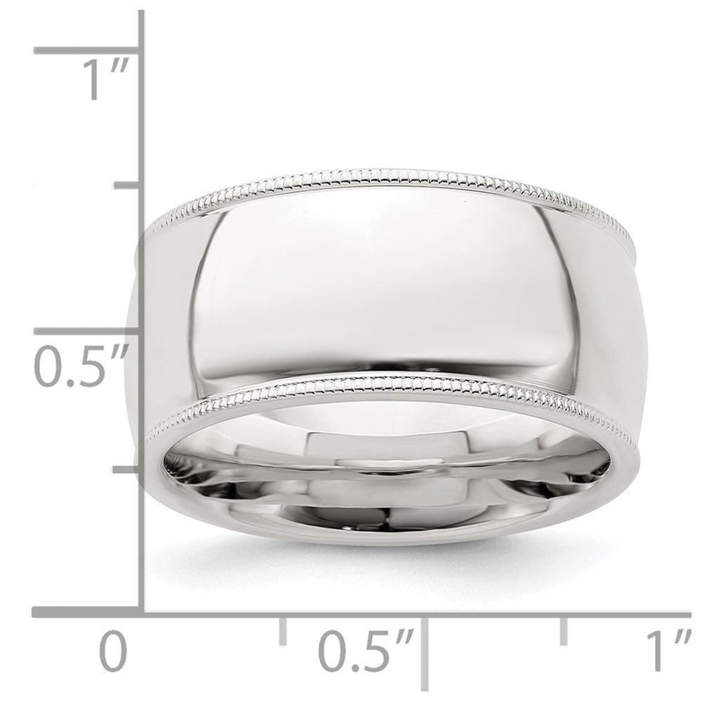 Sterling Silver 10mm Comfort Fit Half Round Milgrain Size 13.5 Band