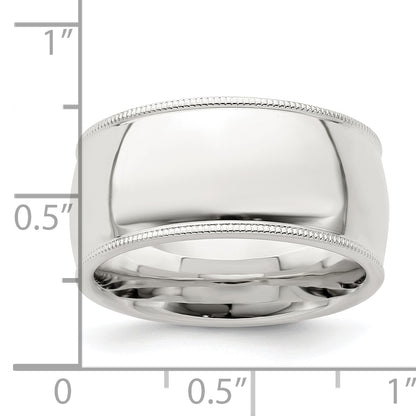 Sterling Silver 10mm Comfort Fit Half Round Milgrain Size 10.5 Band