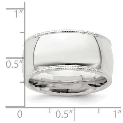 Sterling Silver 10mm Comfort Fit Half Round Milgrain Size 7.5 Band