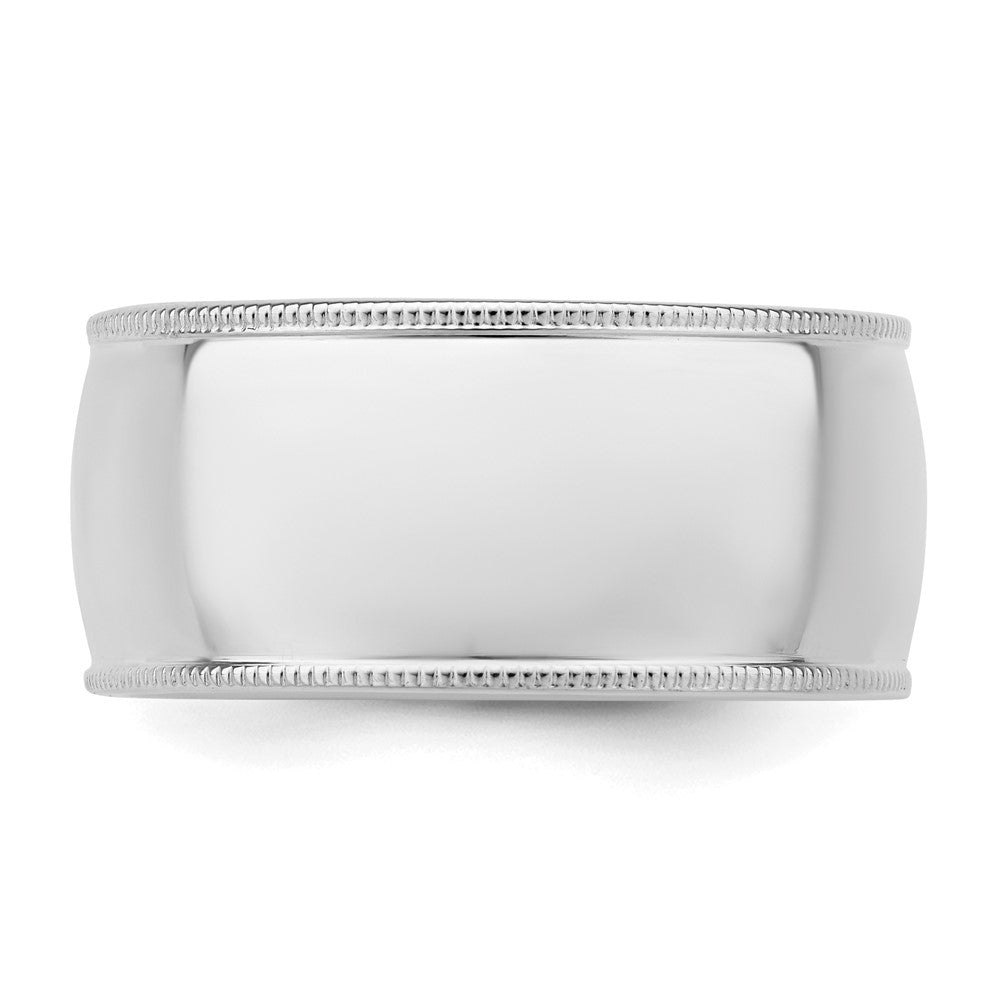 Sterling Silver Rhodium-Plated 10mm Comfort Fit Milgrain Band