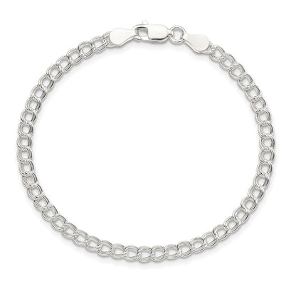8 Inch Sterling Silver 3.5mm Solid Double Link Charm Bracelet