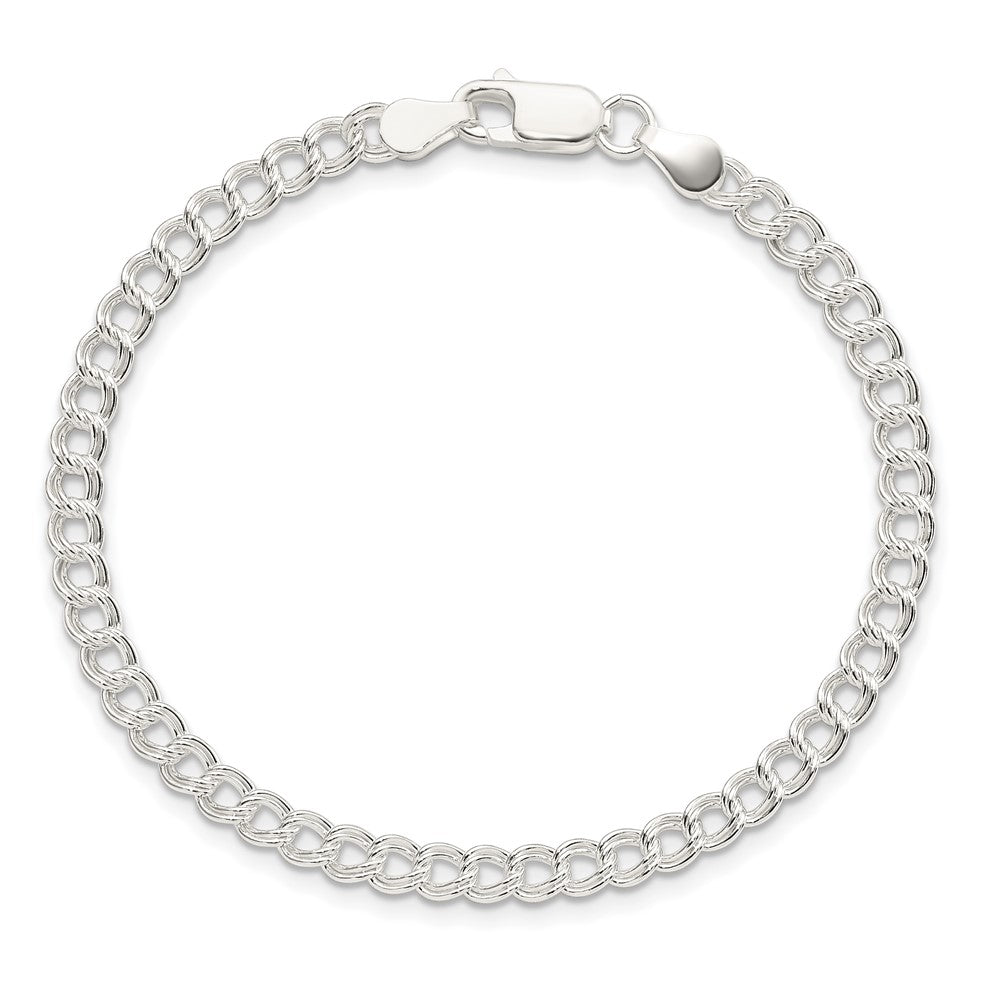 8 Inch Sterling Silver 4.25mm Double Link Charm Bracelet