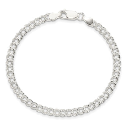 8 Inch Sterling Silver 4.25mm Double Link Charm Bracelet