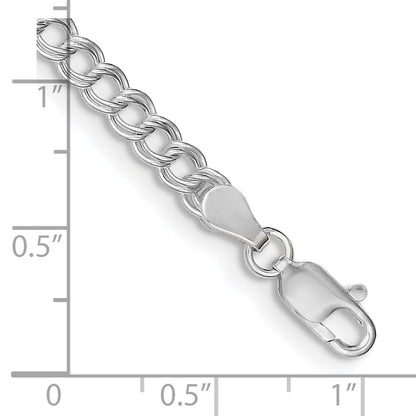 8 Inch Sterling Silver 4.25mm Double Link Charm Bracelet