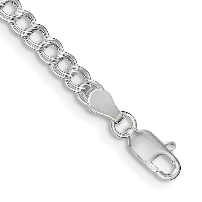 8 Inch Sterling Silver 4.25mm Double Link Charm Bracelet