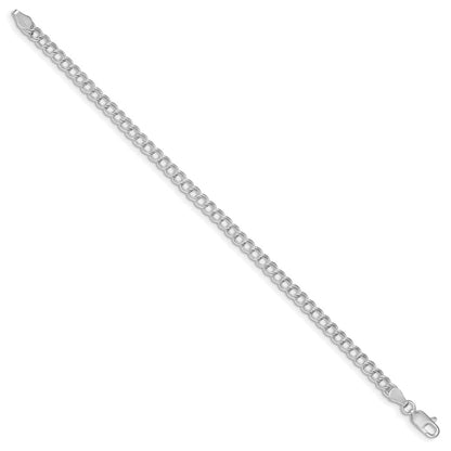 Sterling Silver Rhodium-Plated 4.25mm Double Link Charm Bracelet