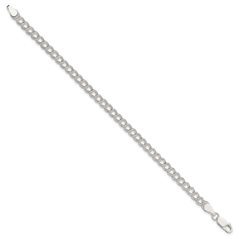 8 Inch Sterling Silver 5mm Double Link Charm Bracelet