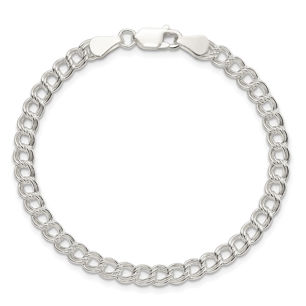 8 Inch Sterling Silver 5mm Double Link Charm Bracelet