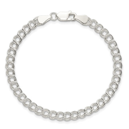 8 Inch Sterling Silver 5mm Double Link Charm Bracelet