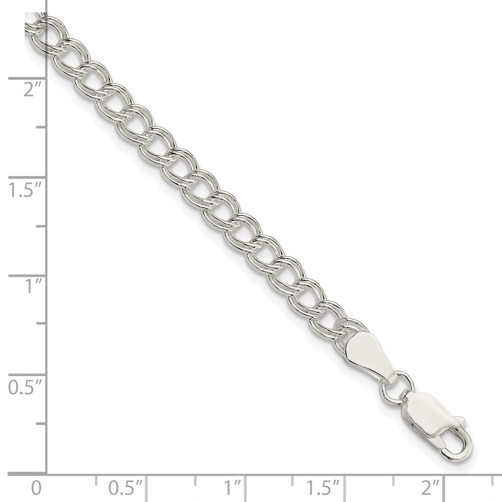 8 Inch Sterling Silver 5mm Double Link Charm Bracelet