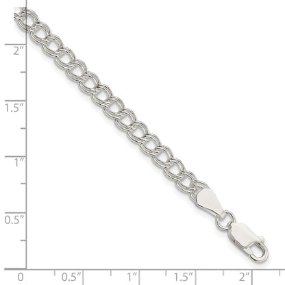 8 Inch Sterling Silver 5mm Double Link Charm Bracelet