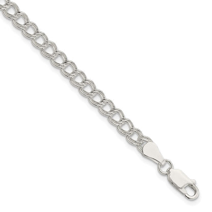 8 Inch Sterling Silver 5mm Double Link Charm Bracelet