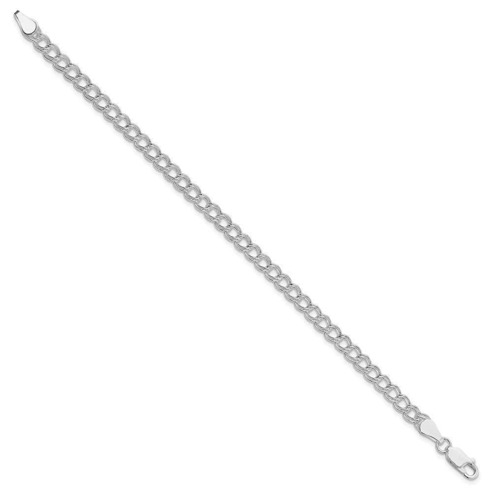 Sterling Silver Rhodium-Plated 5mm Double Link Charm Bracelet