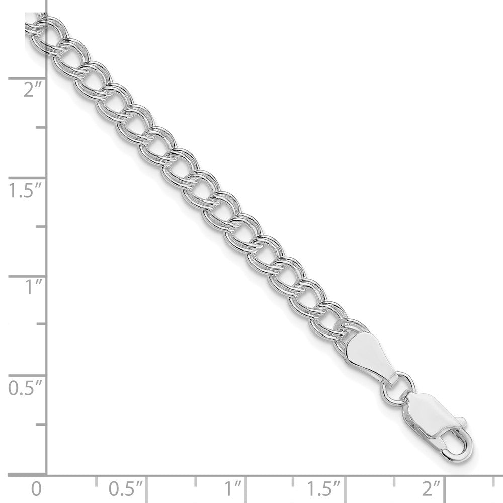 Sterling Silver Rhodium-Plated 5mm Double Link Charm Bracelet