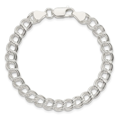 8 Inch Sterling Silver 7mm Double Link Charm Bracelet