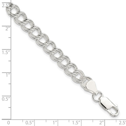 8 Inch Sterling Silver 7mm Double Link Charm Bracelet