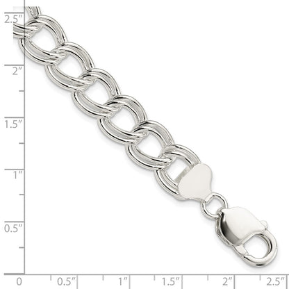 7 Inch Sterling Silver 11.5mm Solid Double Link Charm Bracelet