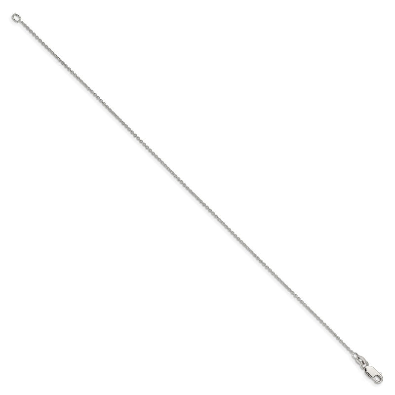 9 Inch Sterling Silver 1mm Cable Chain Anklet