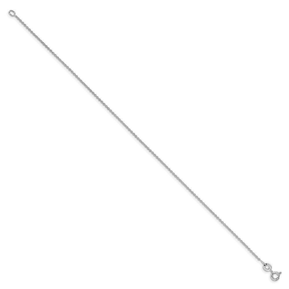 9 Inch Sterling Silver Rhodium-Plated 1mm Cable Chain Anklet