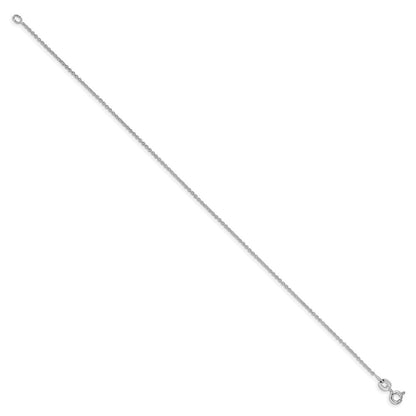 9 Inch Sterling Silver Rhodium-Plated 1mm Cable Chain Anklet