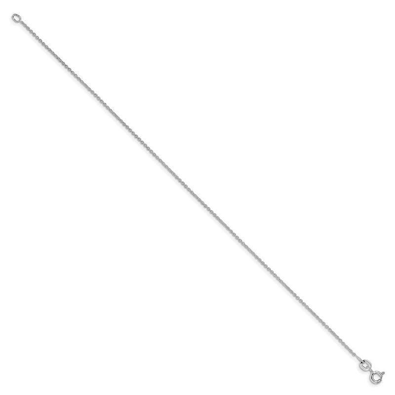 9 Inch Sterling Silver Rhodium-Plated 1mm Cable Chain Anklet