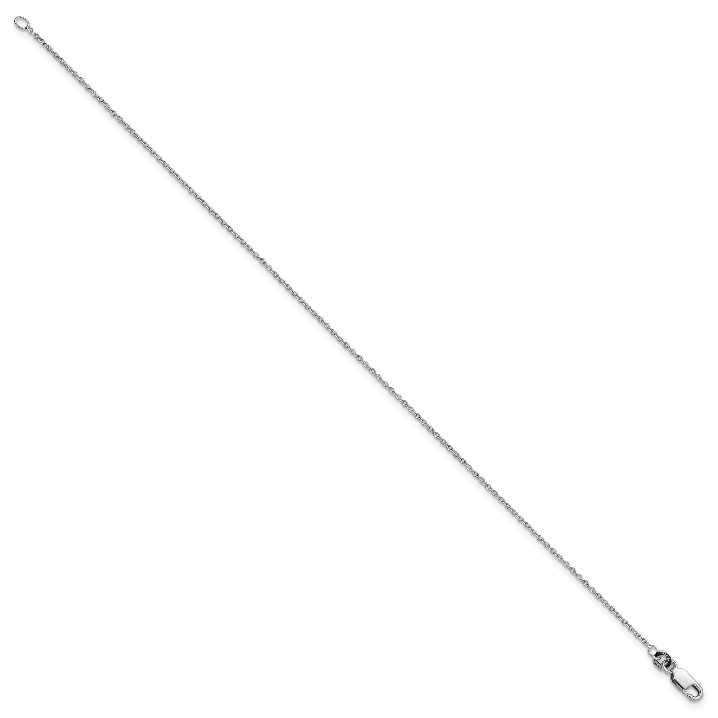 9 Inch Sterling Silver Rhodium-Plated 1.25mm Cable Chain Anklet