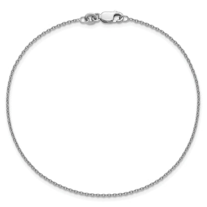 9 Inch Sterling Silver Rhodium-Plated 1.25mm Cable Chain Anklet
