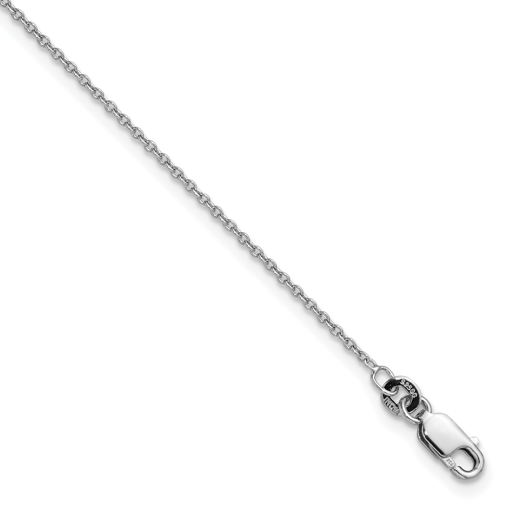 9 Inch Sterling Silver Rhodium-Plated 1.25mm Cable Chain Anklet
