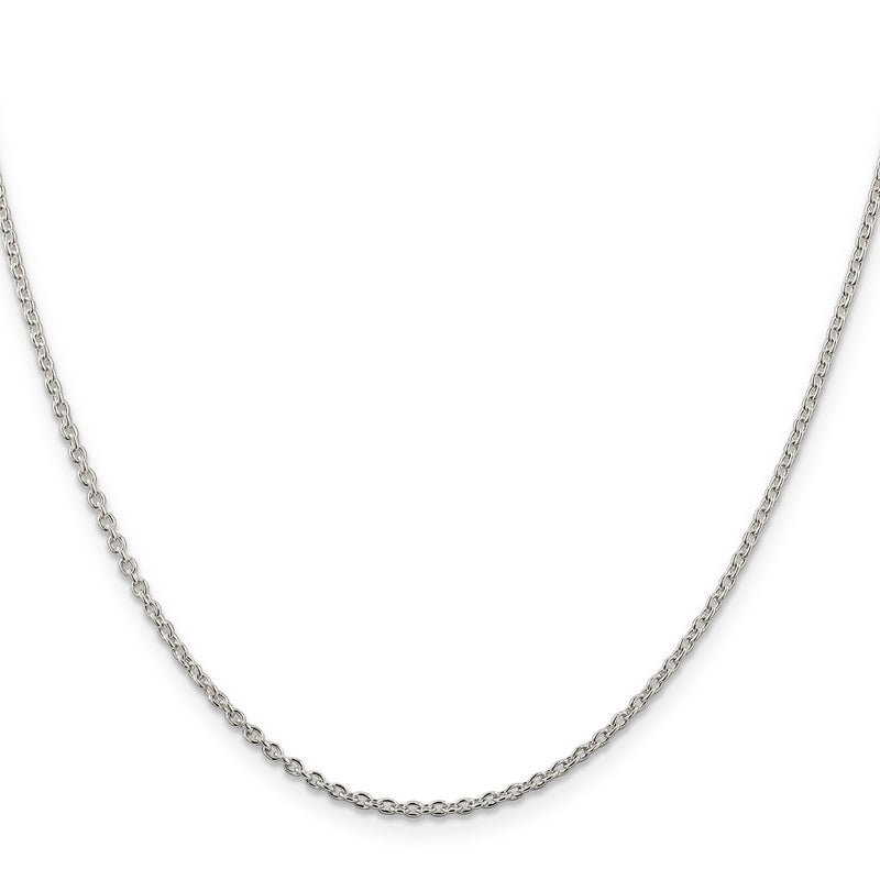36 Inch Sterling Silver Rhodium-Plated 1.95mm Cable Chain Necklace