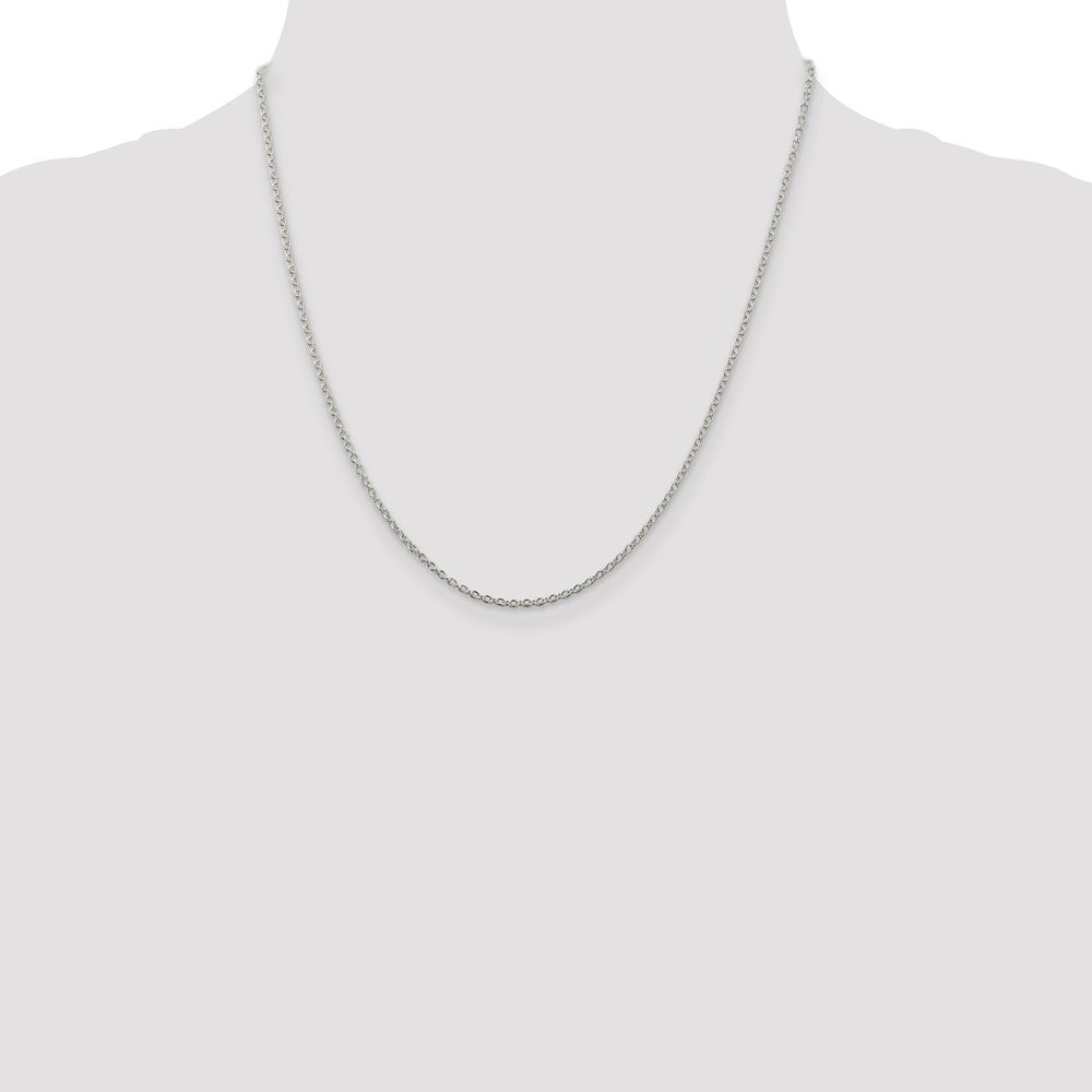 20 Inch Sterling Silver Rhodium-Plated 1.95mm Cable Chain Necklace