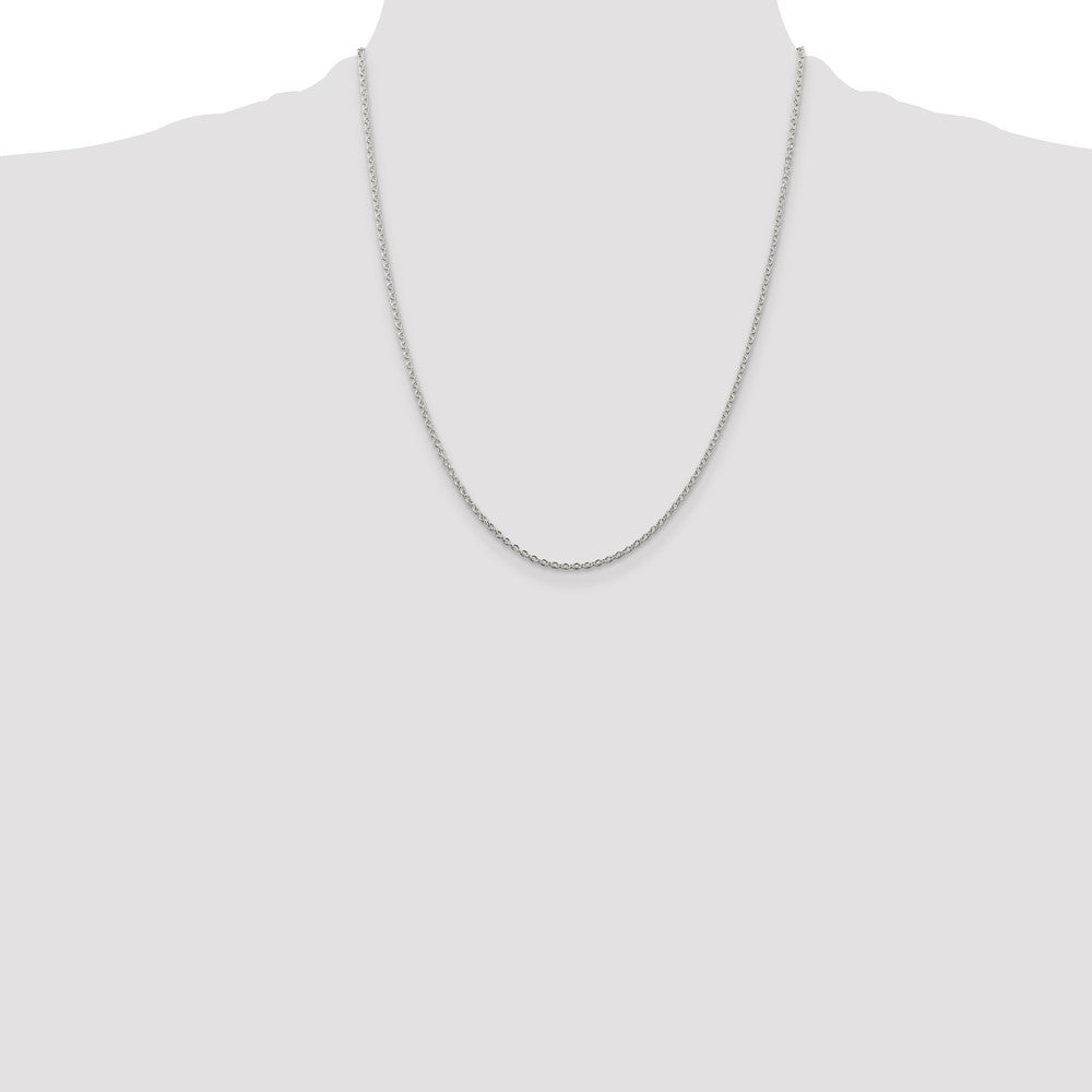 22 Inch Sterling Silver Rhodium-Plated 1.95mm Cable Chain Necklace