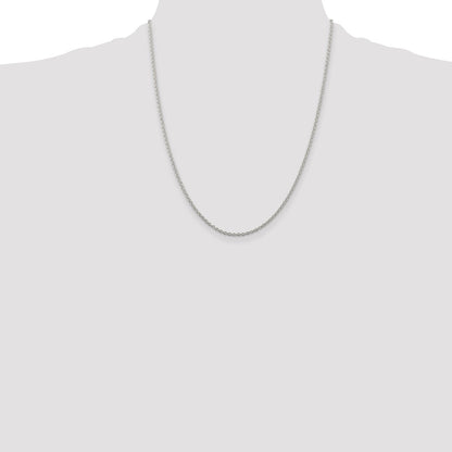 22 Inch Sterling Silver Rhodium-Plated 1.95mm Cable Chain Necklace
