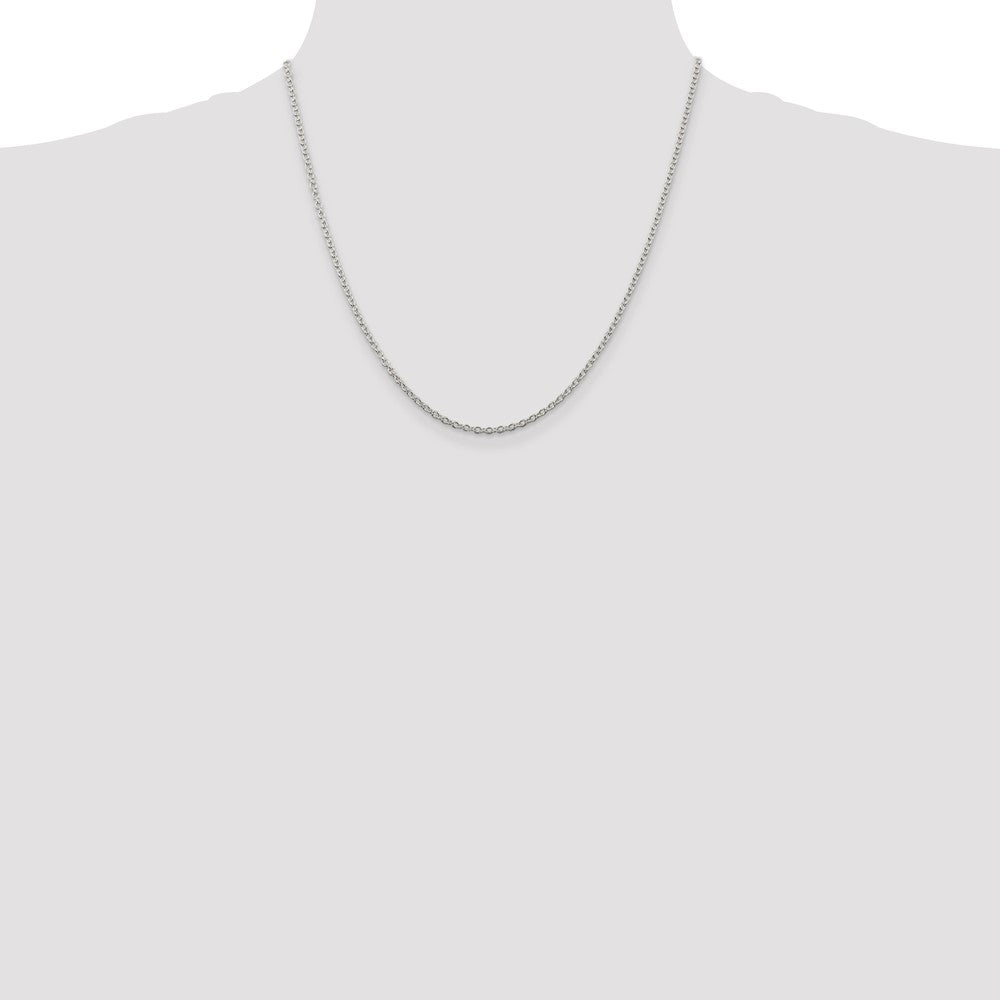 20 Inch Sterling Silver Rhodium-Plated 2.25mm Cable Chain Necklace