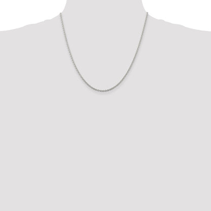 20 Inch Sterling Silver Rhodium-Plated 2.25mm Cable Chain Necklace