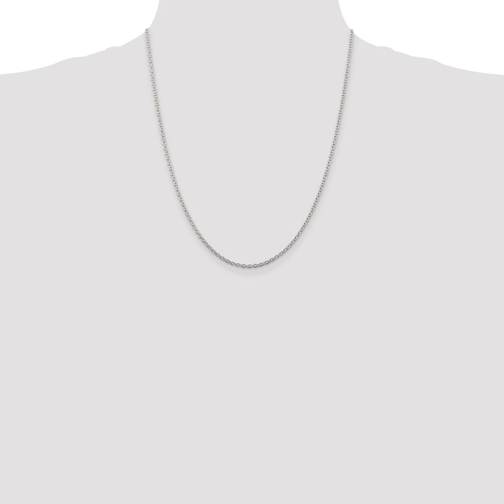 22 Inch Sterling Silver Rhodium-Plated 2.25mm Cable Chain Necklace