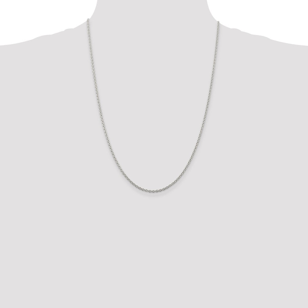 24 Inch Sterling Silver Rhodium-Plated 2.25mm Cable Chain Necklace