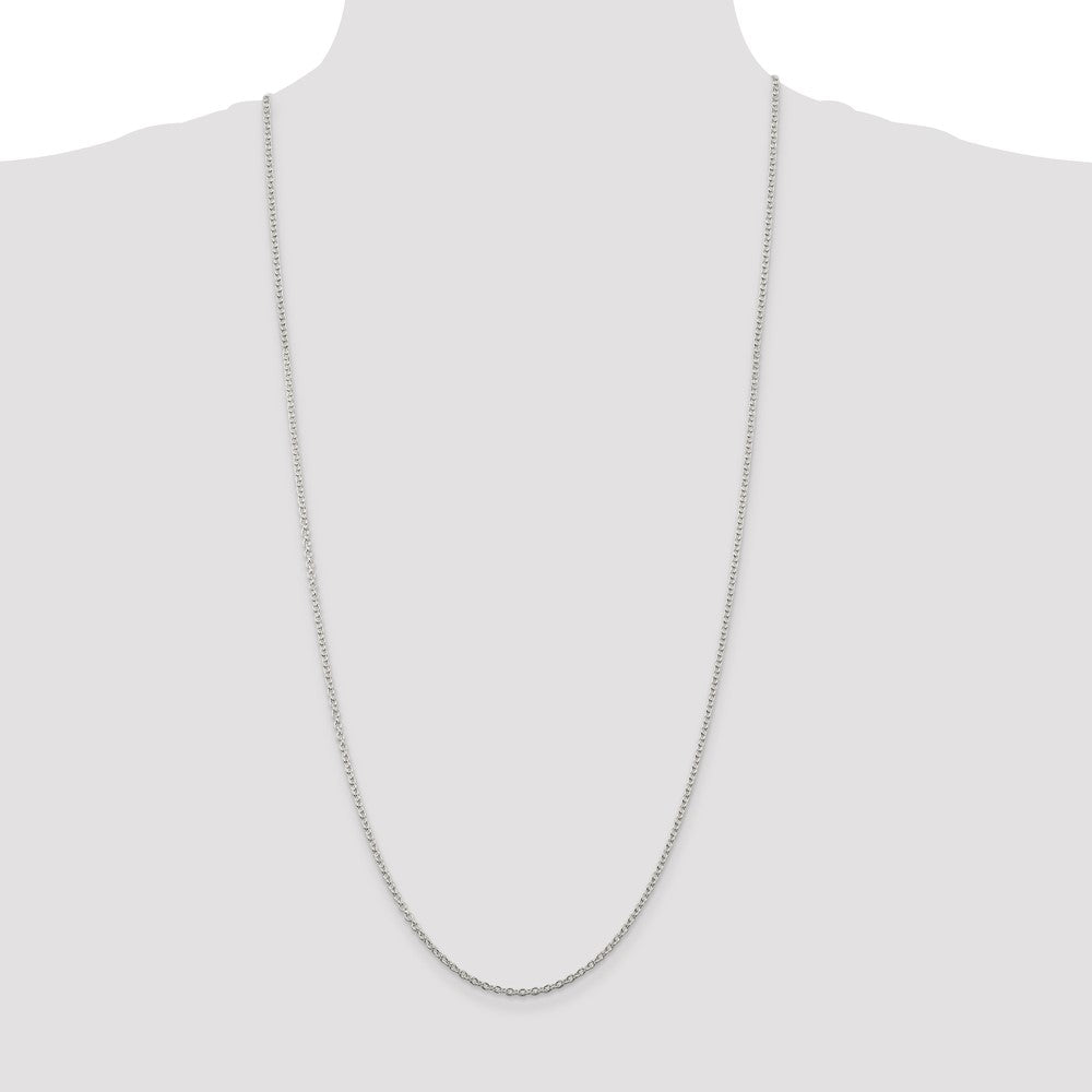 30 Inch Sterling Silver Rhodium-Plated 2.25mm Cable Chain Necklace