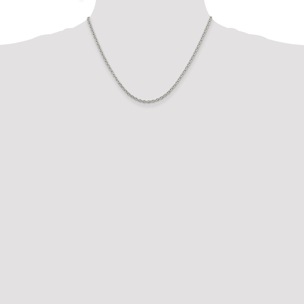 18 Inch Sterling Silver Rhodium-Plated 2.75mm Cable Chain Necklace