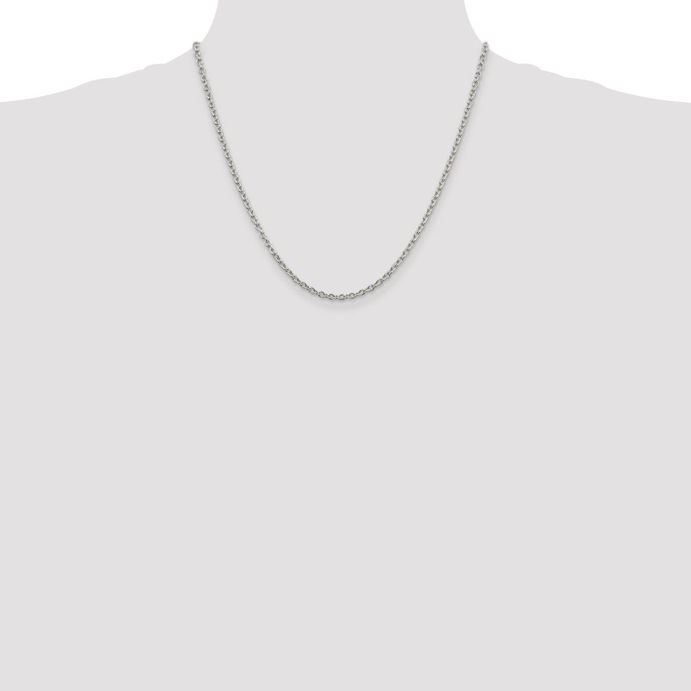 20 Inch Sterling Silver Rhodium-Plated 2.75mm Cable Chain Necklace
