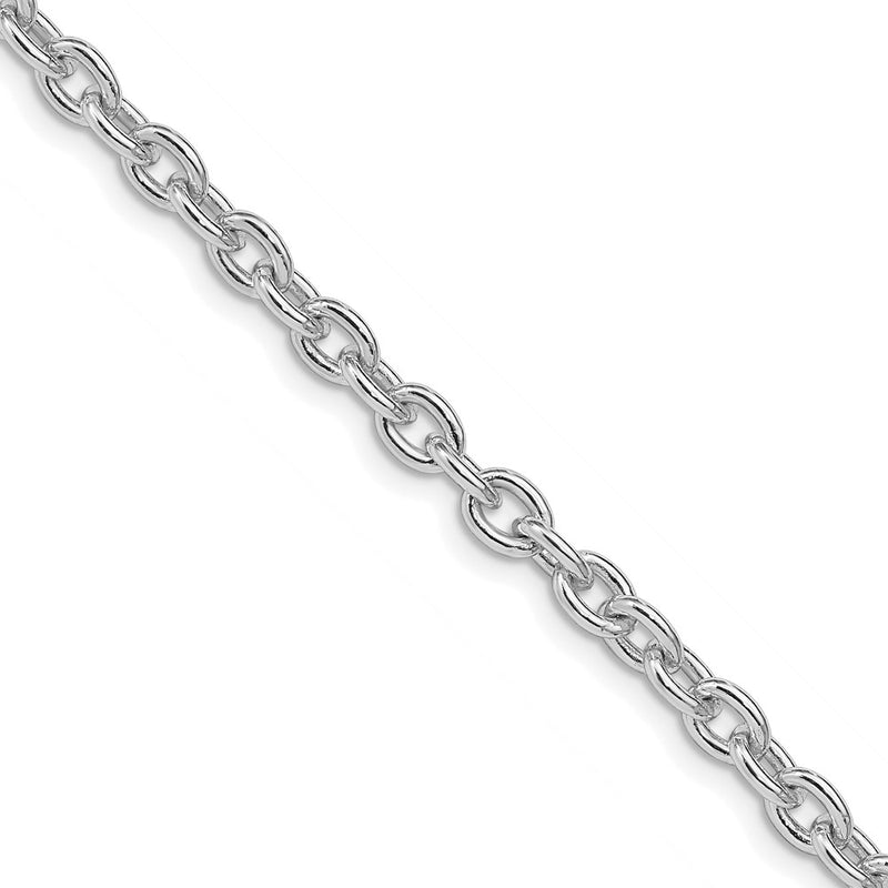 Sterling Silver Rhodium-Plated 4.5mm Cable Chain