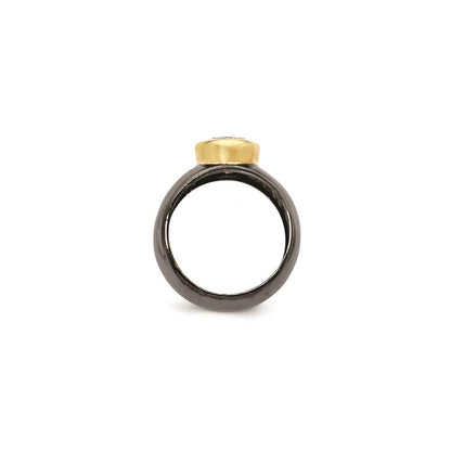 Sterling Silver Gold-Plated W/Black Rhodium Cz Ring