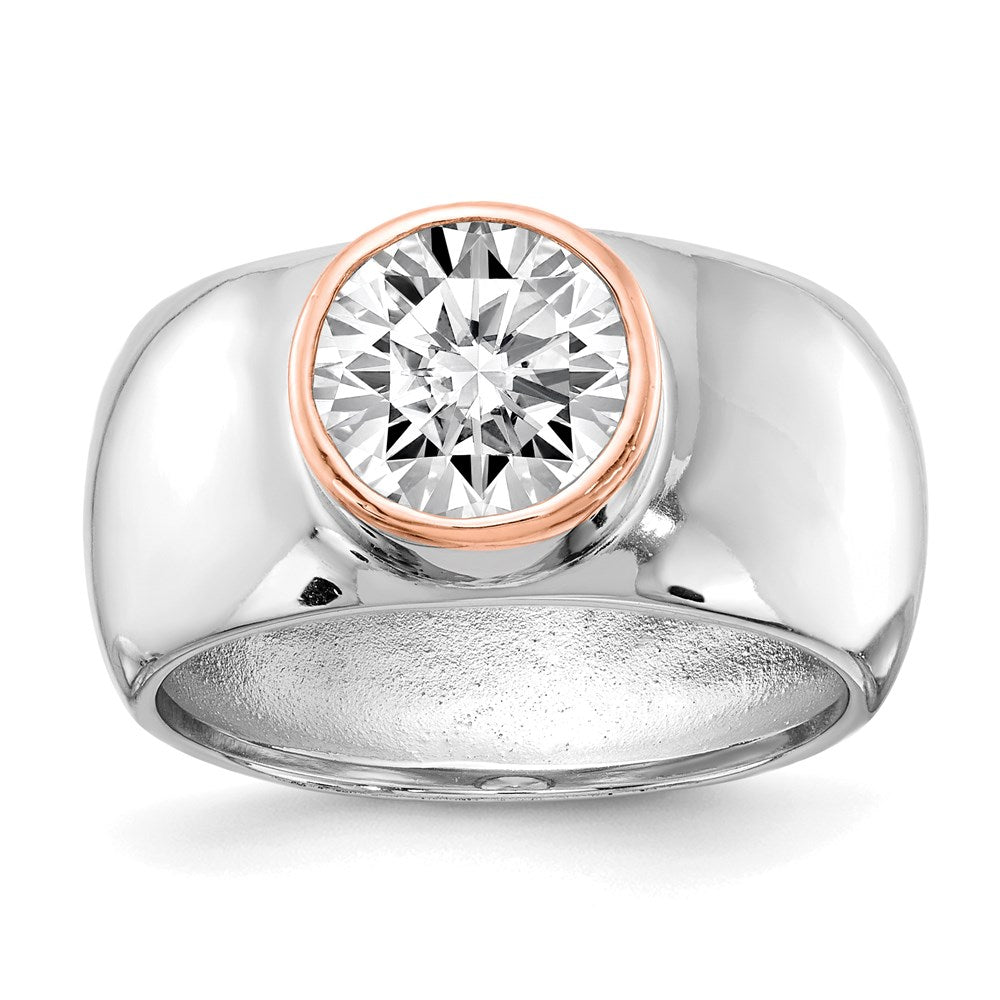 Sterling Silver Gold-Plated W/Black Rhodium Cz Ring