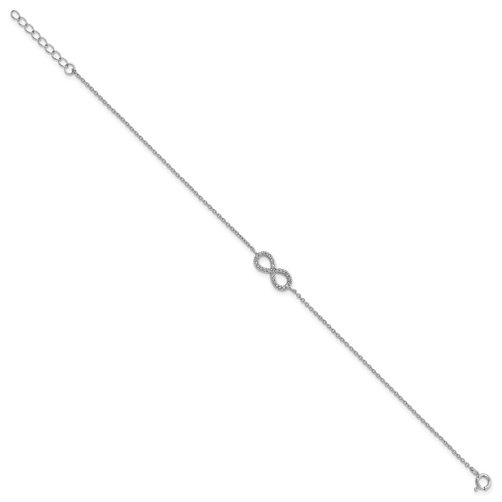 8 Inch Cheryl M Sterling Silver Rhodium-Plated Brilliant-Cut Cz Infinity 7 Bracelet With 1 Extender