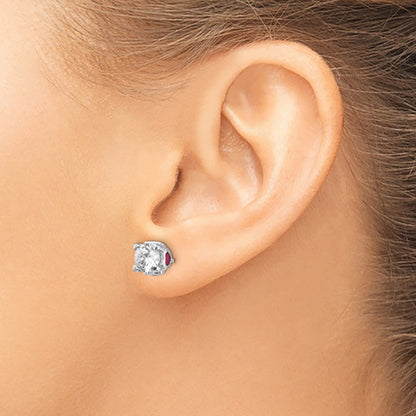 Sterling Silver Cheryl M Rhodium-Plated Brilliant-Cut Lab Created Ruby And White Cz With Heart Sides Stud Post Earrings
