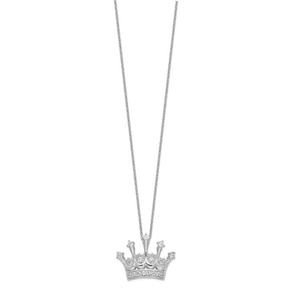 Sterling Silver Cheryl M Rhodium-Plated Brilliant-Cut Cz Crown 18 Inch Necklace