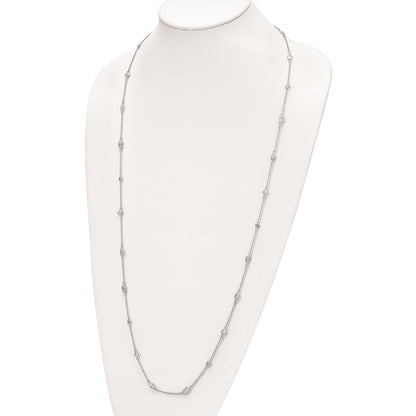Sterling Silver Cheryl M Rhodium-Plated Brilliant-Cut Cz 26 Station 36.5 Inch Necklace