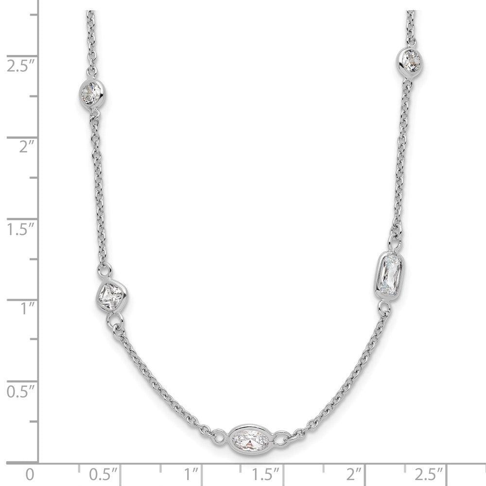 Sterling Silver Cheryl M Rhodium-Plated Brilliant-Cut Cz 26 Station 36.5 Inch Necklace
