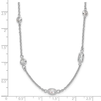 Sterling Silver Cheryl M Rhodium-Plated Brilliant-Cut Cz 26 Station 36.5 Inch Necklace